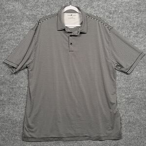 Horn Legend Mens Size XL Performance Luxury Golf Polo Shirt Black Tan Striped